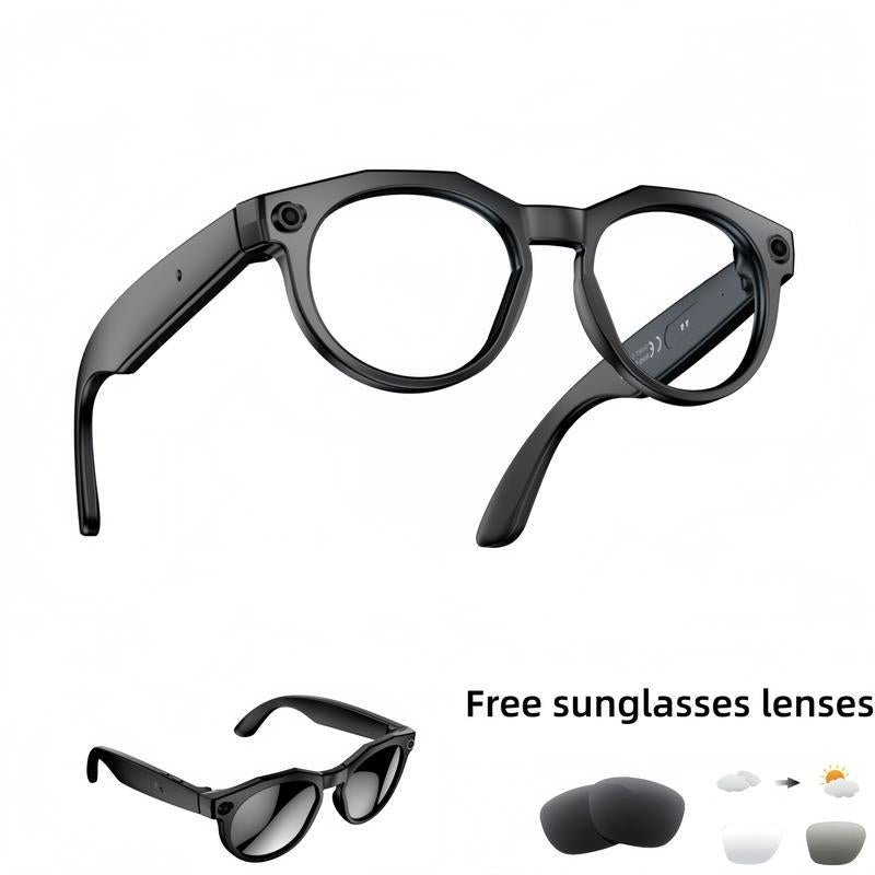 Smart AI Camera Glasses with 8MP Photochromic Lenses ,Button Touch Adjustment for Travel Outdoor Adventures Hands-Free Photography 160+Languages Real-Time Translation Bluetooth Wireless Wearable Video Recording UV Protection ,Black Friday & Cyber Monday